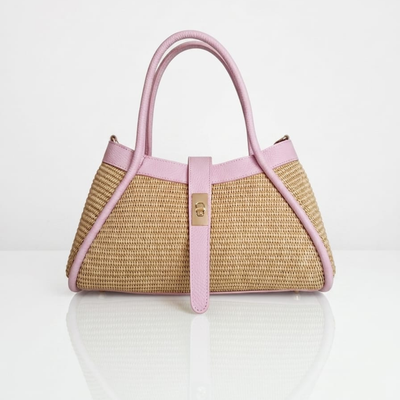 Bolso de mano MINI NAOMI de rafia - Rosa - SP Style Boutique