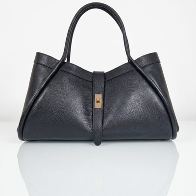 Bolso de mano y hombro NAOMI en piel italiana negra — Hecho en Italia