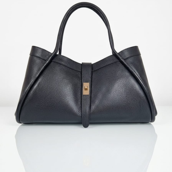 Borsa a mano e spalla NAOMI in vera pelle italiana nera — Made in Italy