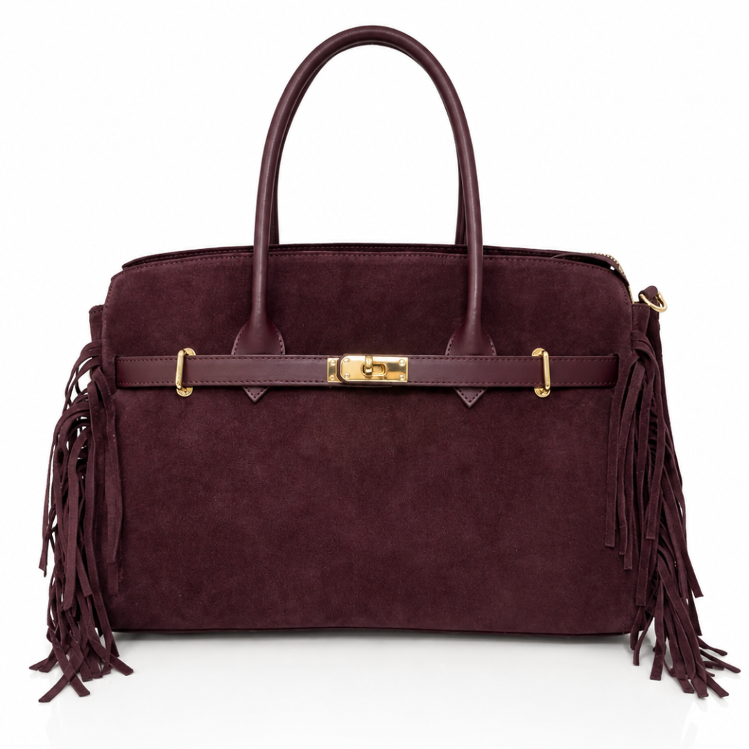 Borsa a Mano e Spalla CELINE in Camoscio e Pelle Made in Italy - Bordeau