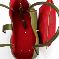Borsa a mano e spalla NAOMI in vera pelle italiana verde — Made in Italy