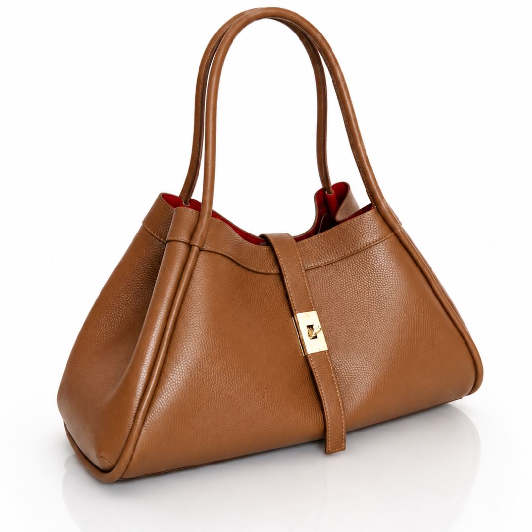 Borsa a mano e spalla "Naomi" Vera Pelle - Made in Italy - Cuoio - SP Style Boutique