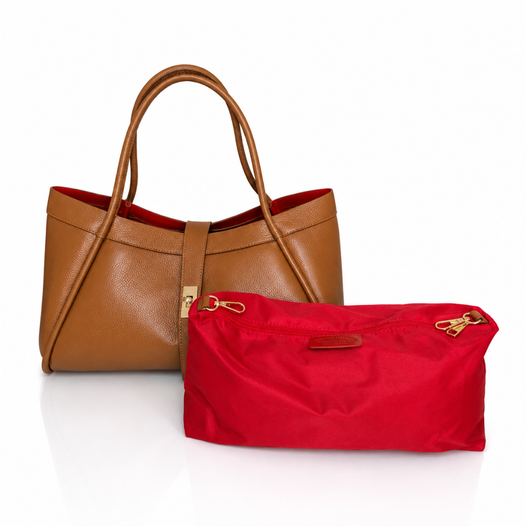 Borsa a mano e spalla "Naomi" Vera Pelle - Made in Italy - Cuoio - SP Style Boutique