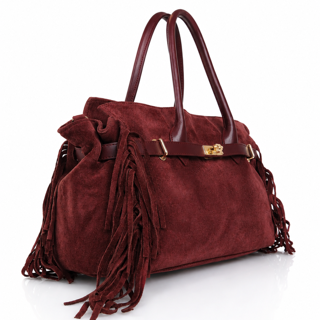 Borsa a Mano e Spalla CELINE in Camoscio e Pelle Made in Italy - Bordeau
