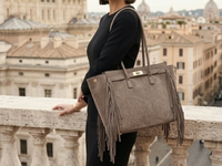 VALE — Sac en daim et cuir Togo, fabriqué en Italie - Taupe