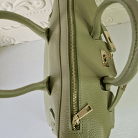 Borsa Paris da donna in vera pelle italiana Made in Italy, colore verde oliva