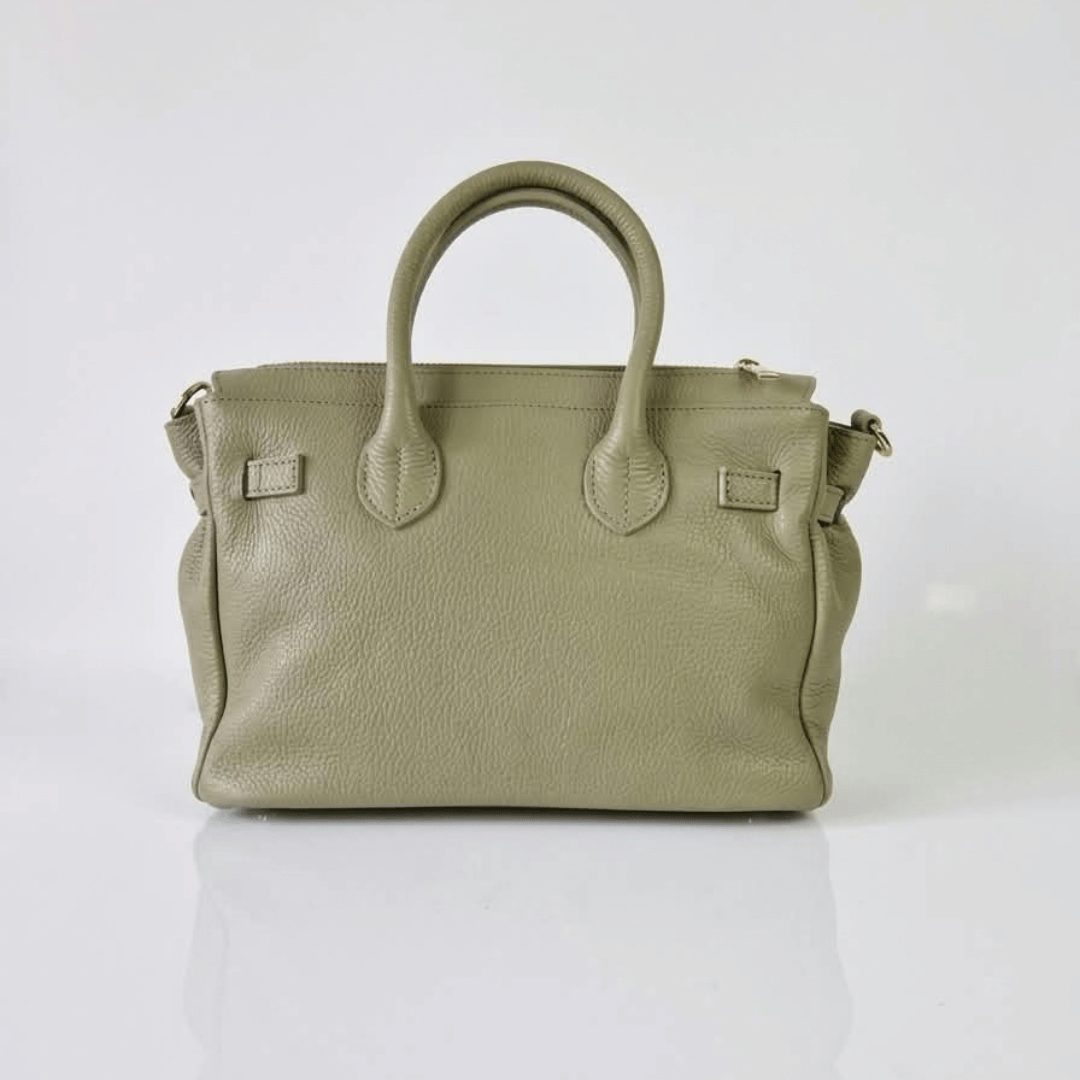 Borsa Paris da donna in vera pelle italiana Made in Italy, colore verde oliva