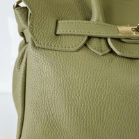 Borsa Paris da donna in vera pelle italiana Made in Italy, colore verde oliva