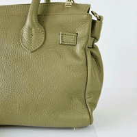 Borsa Paris da donna in vera pelle italiana Made in Italy, colore verde oliva