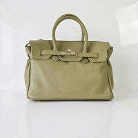Borsa Paris da donna in vera pelle italiana Made in Italy, colore verde oliva