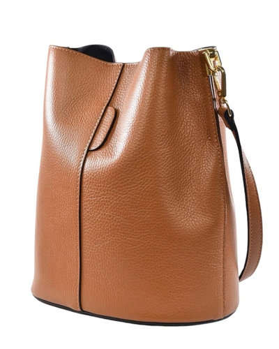 Genuine hammered leather bucket bag with shoulder strap - SP Style Boutique