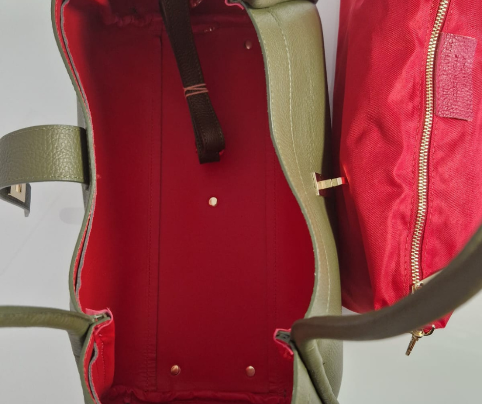 Borsa a mano e spalla "Naomi" Vera Pelle - Made in Italy - verde