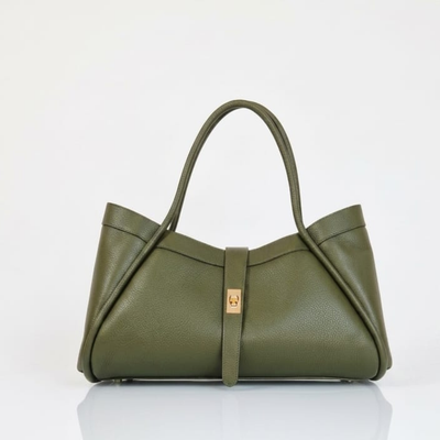Bolso de mano y hombro NAOMI en piel auténtica italiana verde — Hecho en Italia