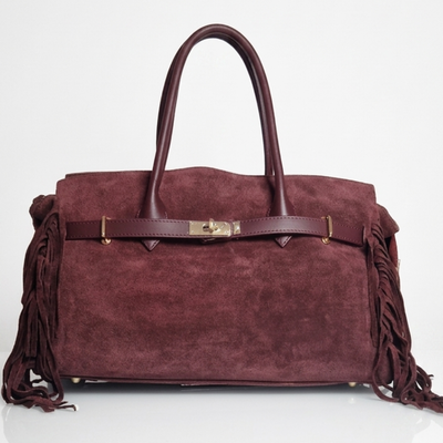 Bolso de mano CELINE en ante y piel auténtica - Burdeos - SP Style Boutique