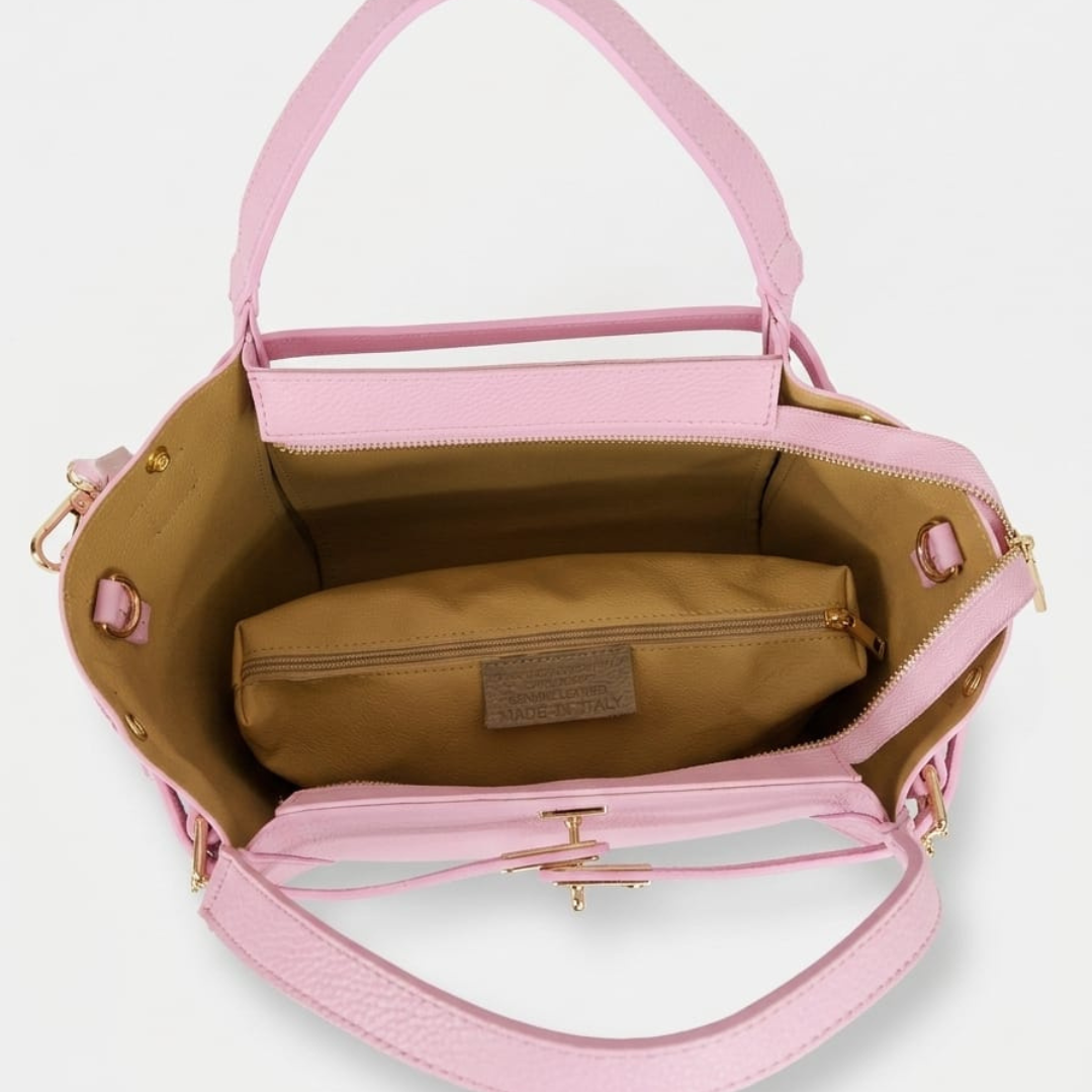 Borsa a Spalla "Daria" in Vera Pelle - Rosa