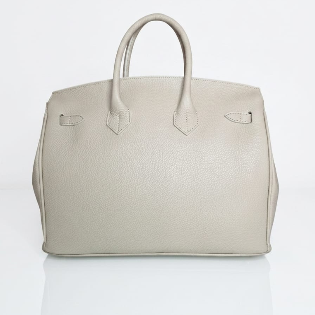 Borsa a Mano "Giselle" in Vera Pelle Dollaro - Beige