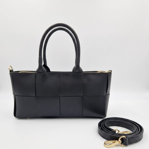 Borsa a Mano ROSY  Vera Pelle Liscia intrecciata - Nera - SP Style Boutique