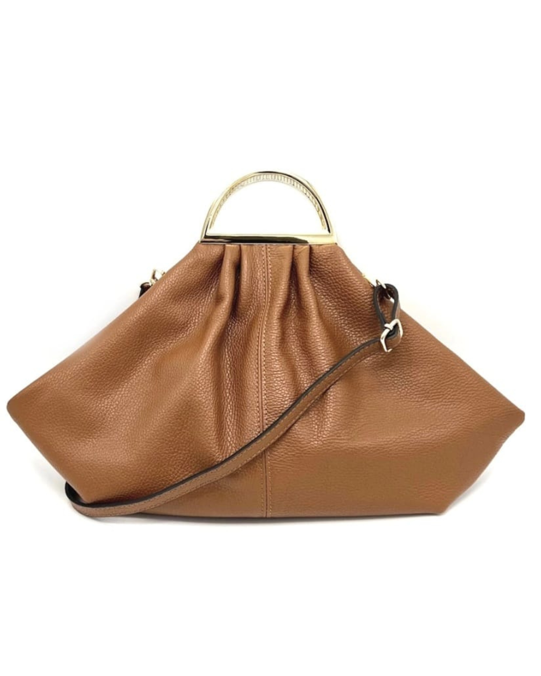 Borsa "Fiona" in vera pelle - Manico in metallo - Made in Italy