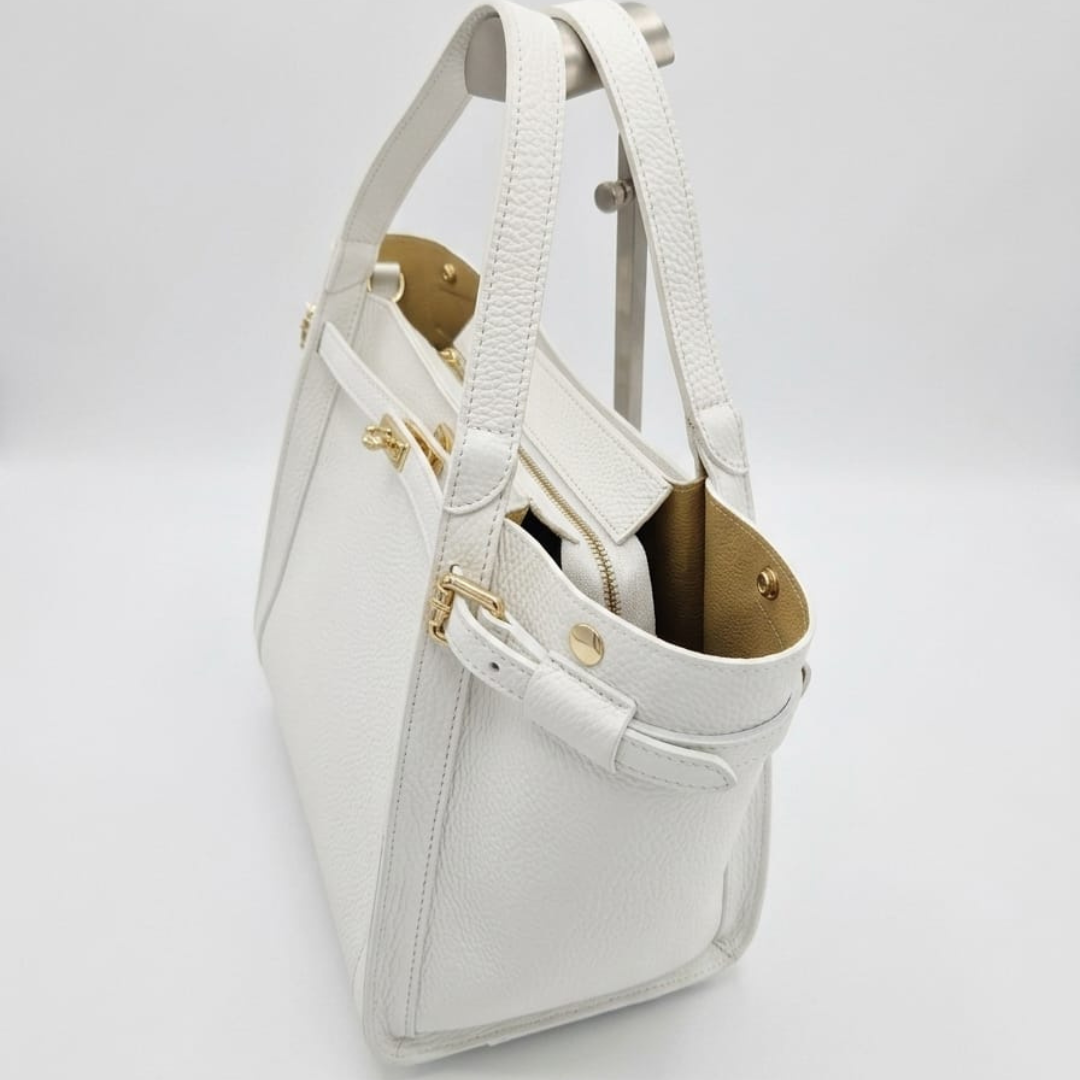 Borsa a Spalla "Daria" in Vera Pelle - Bianca