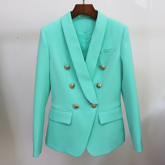 Blazer doppiopetto - Giacca Elegante Slim - Bottoni a leone con collo a Scialle