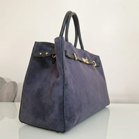 Borsa Tote SONIA Vera Pelle Camoscia  - Blu - SP Style Boutique