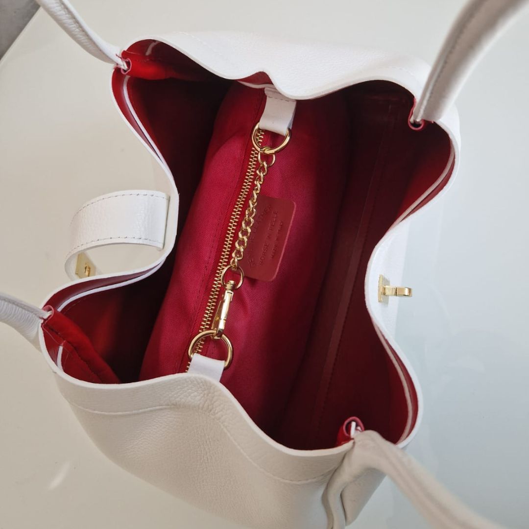 Bolso de mano y bandolera "Naomi" Piel auténtica - Made in Italy