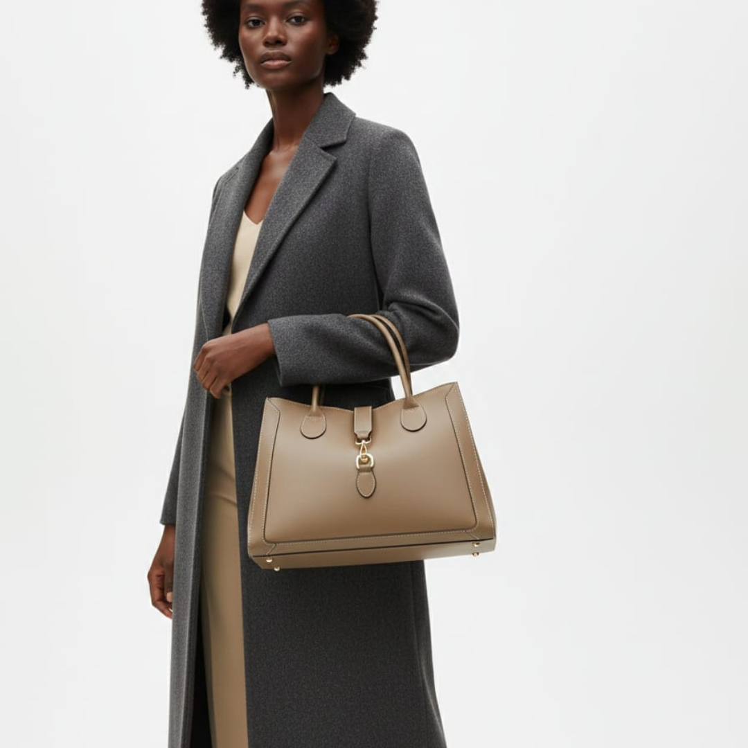 Bolso "Chloe" Piel genuina lisa Borgoña - Hecho en Italia