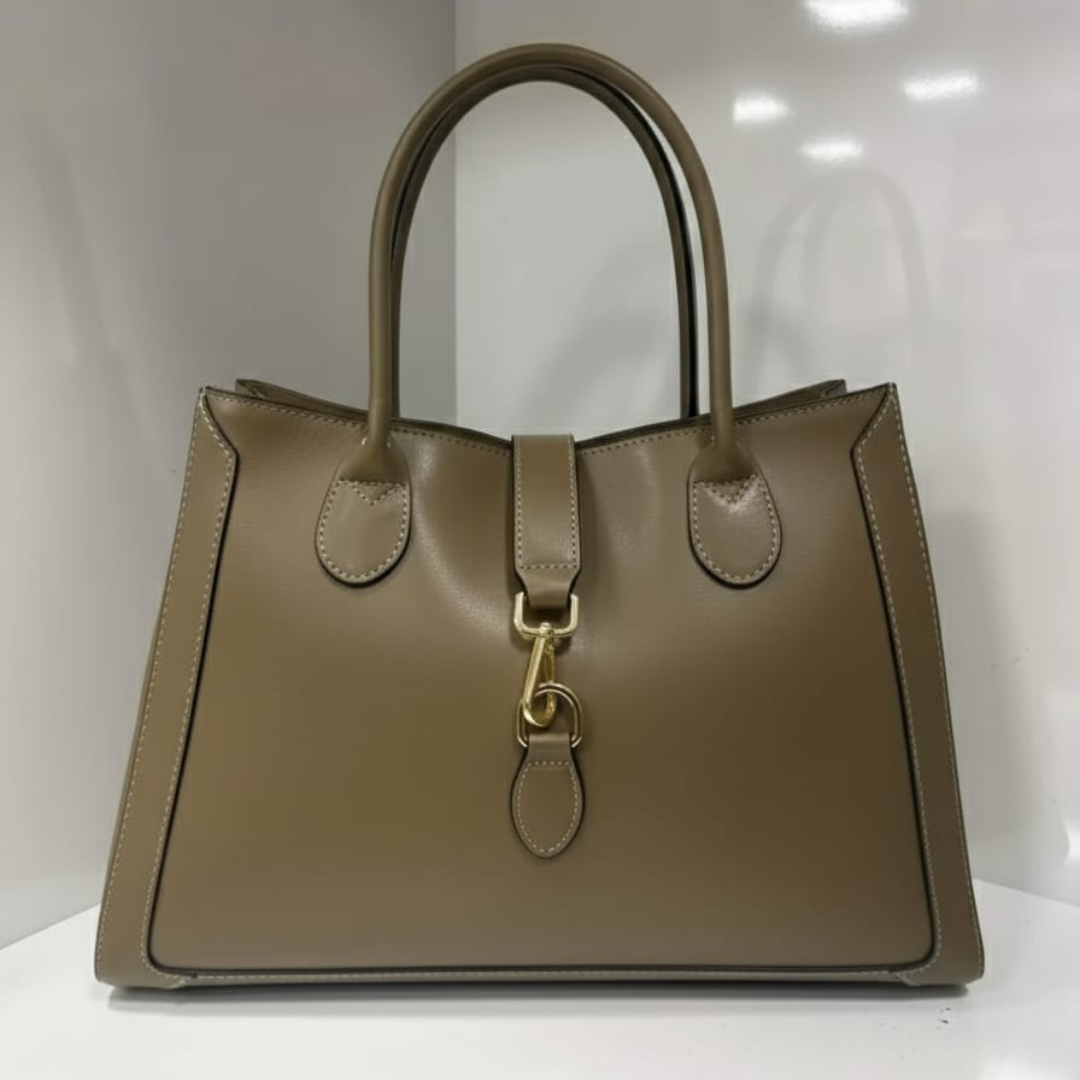 Bolso "Chloe" Piel genuina lisa Borgoña - Hecho en Italia