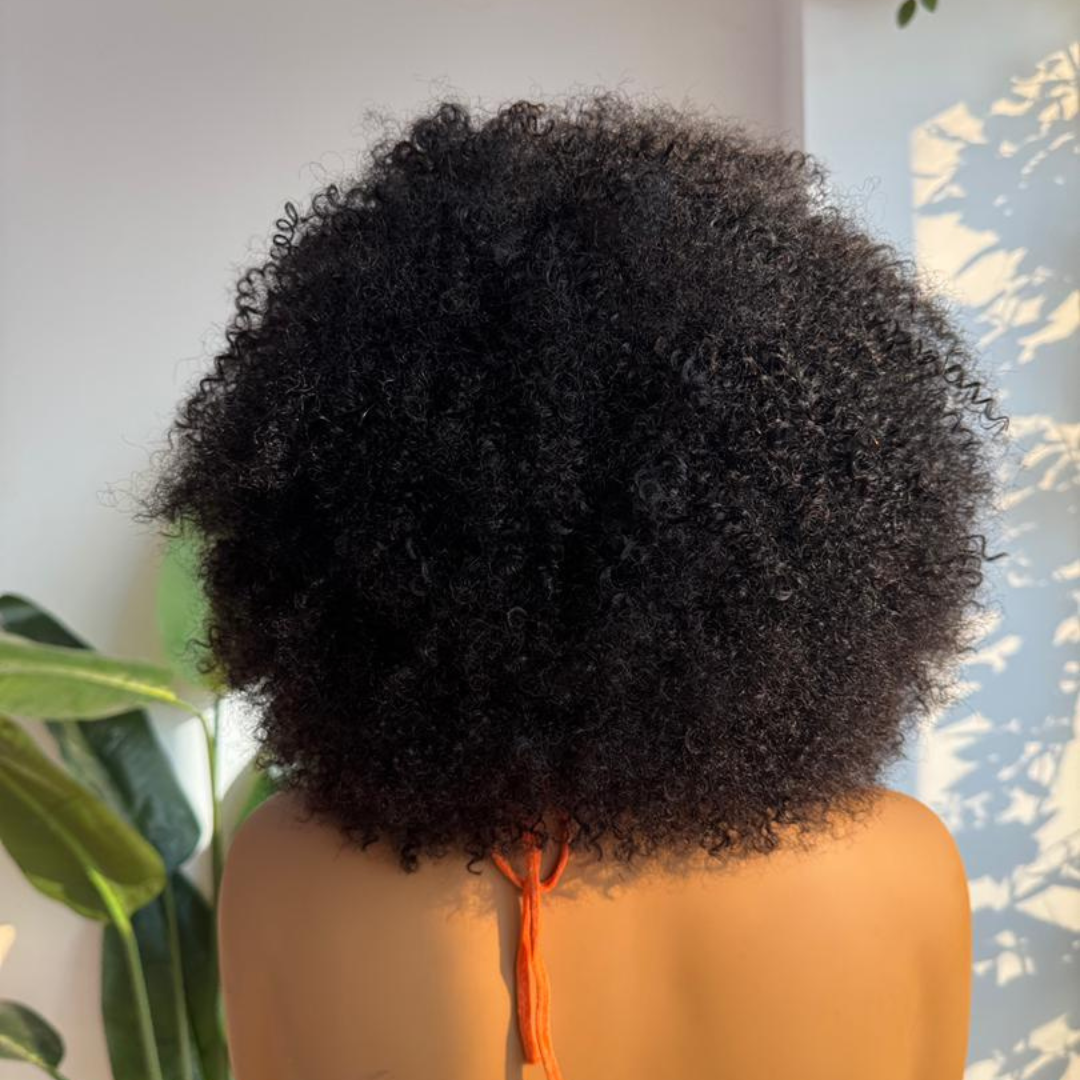 Perruque Afro Queen « Yuri » - 100 % cheveux naturels - Lace Frontale HD 13*4 2 en 1