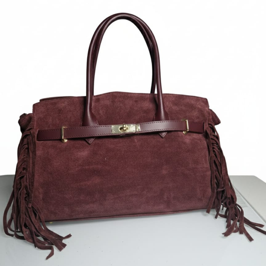 Sac à main Céline en daim et cuir véritable - Fabriqué en Italie