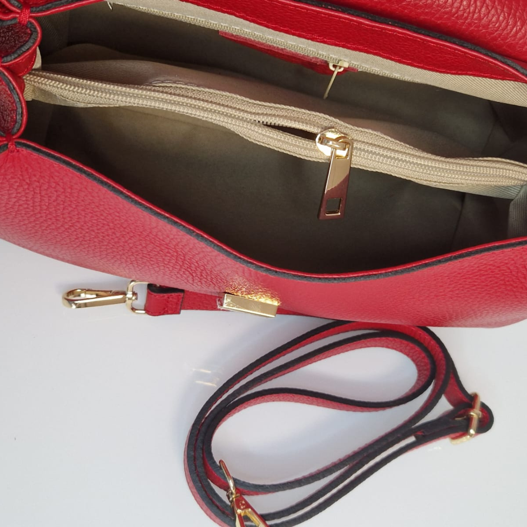 Borsa a Mano "Sharon" - Vera Pelle - Made in Italy - Rosso