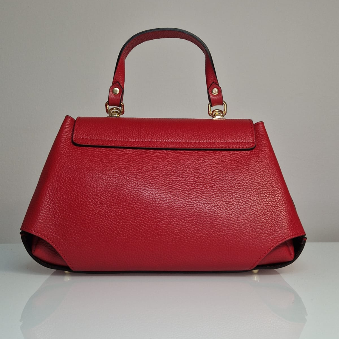 Borsa a Mano "Sharon" - Vera Pelle - Made in Italy - Rosso