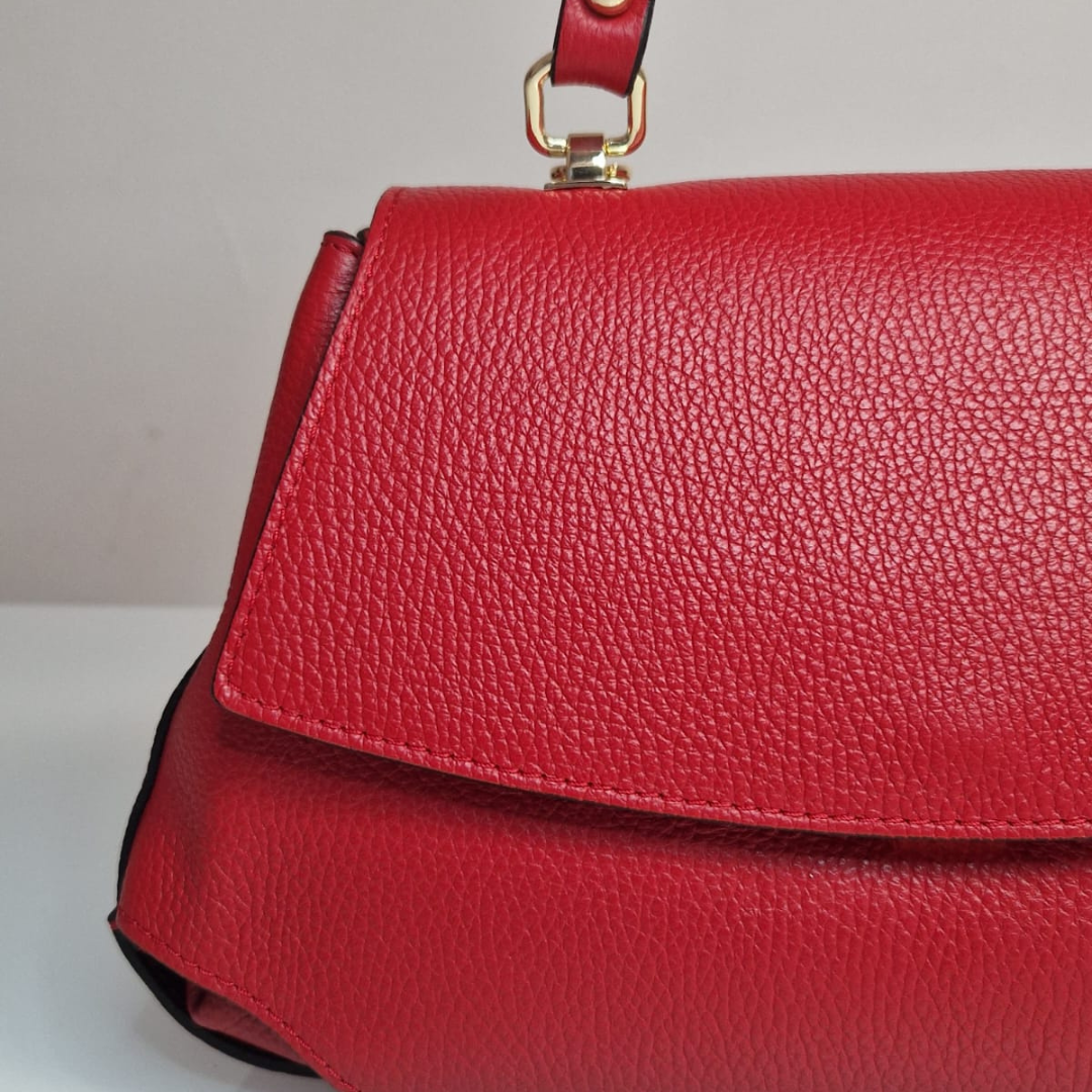 Borsa a Mano "Sharon" - Vera Pelle - Made in Italy - Rosso
