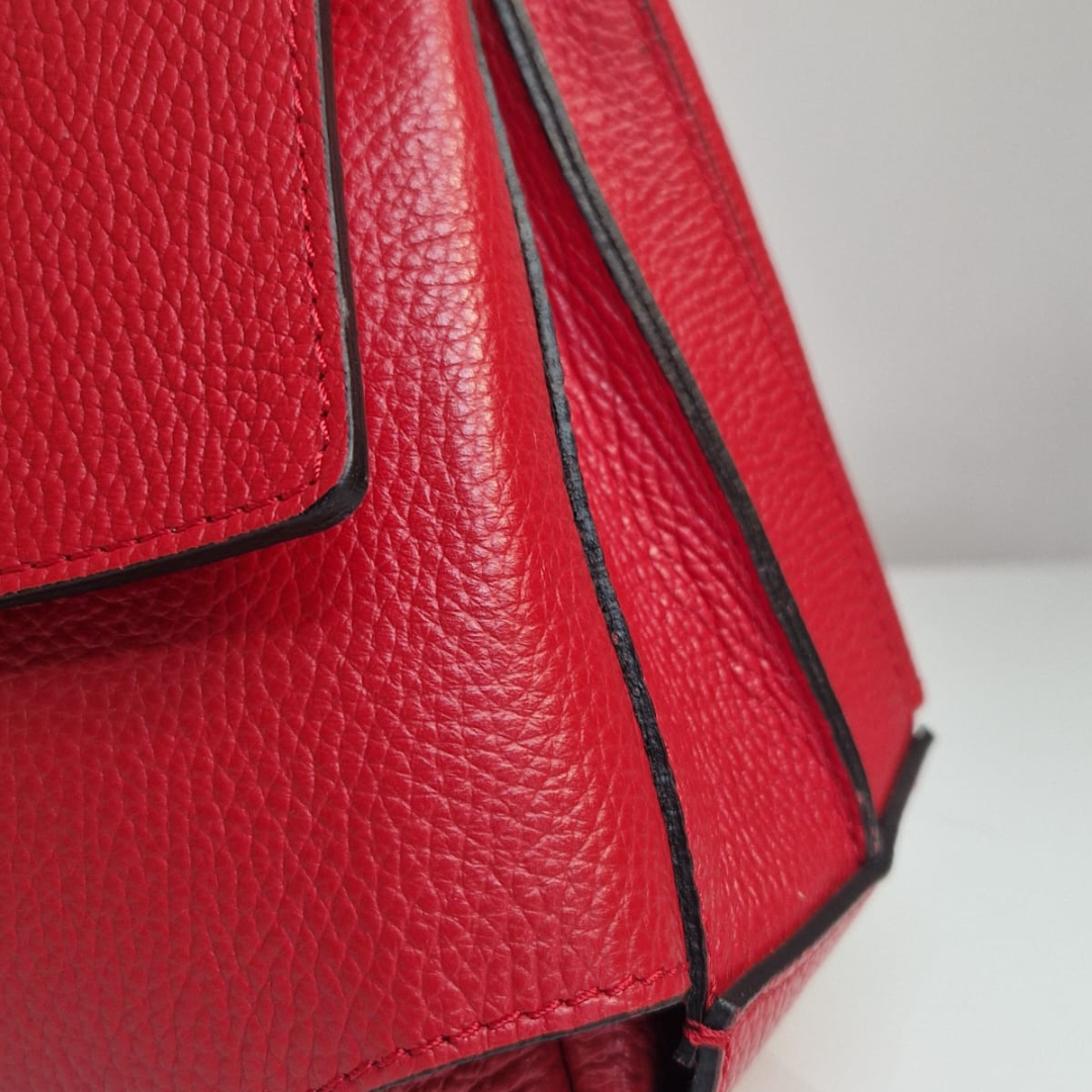 Borsa a Mano "Sharon" - Vera Pelle - Made in Italy - Rosso