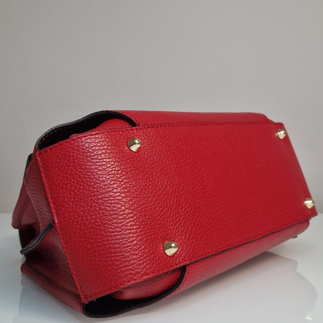 Borsa a Mano "Sharon" - Vera Pelle - Made in Italy - Rosso