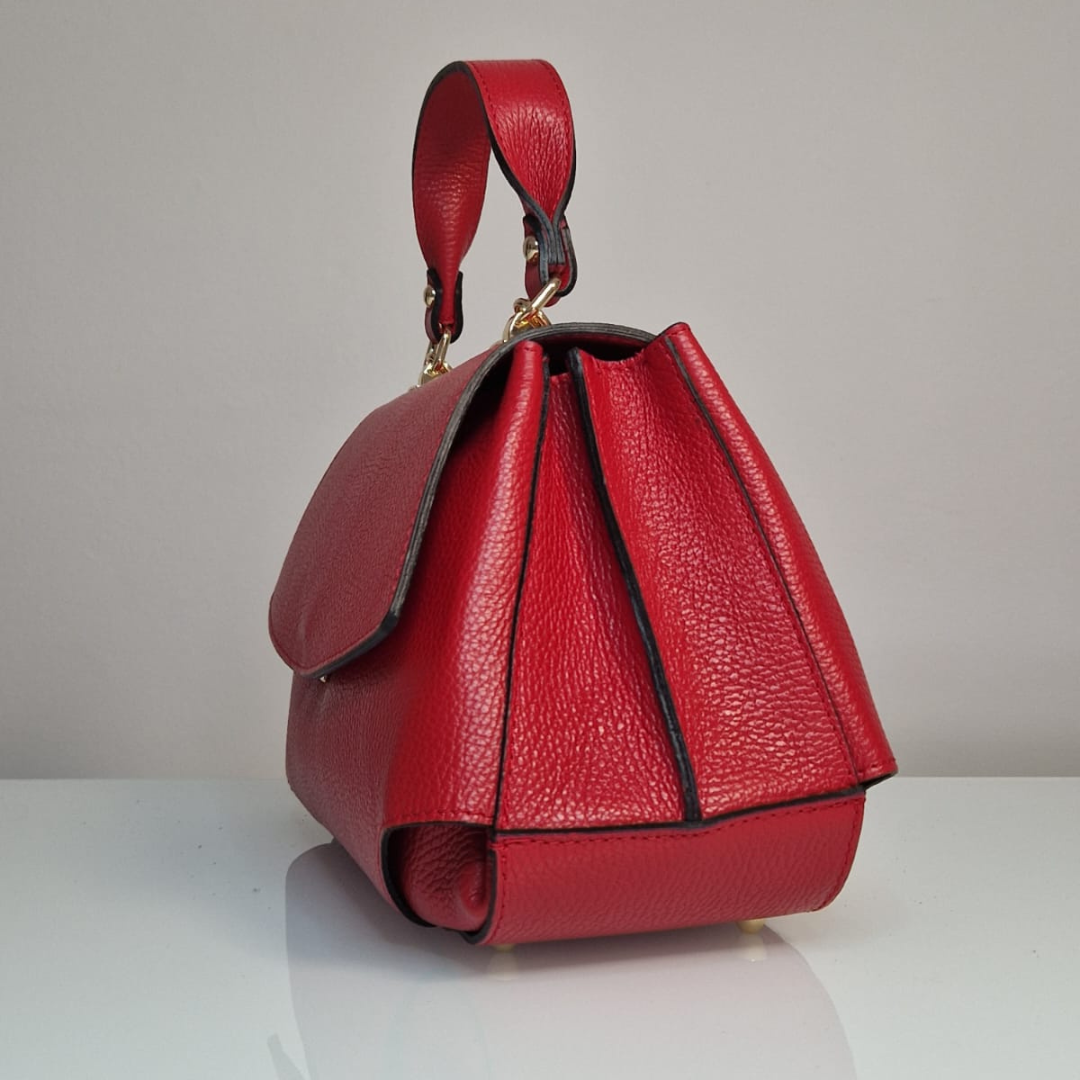 Borsa a Mano "Sharon" - Vera Pelle - Made in Italy - Rosso