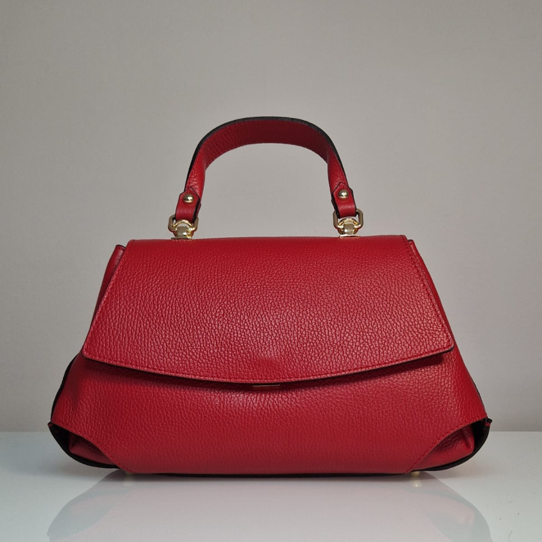 Borsa a Mano "Sharon" - Vera Pelle - Made in Italy - Rosso