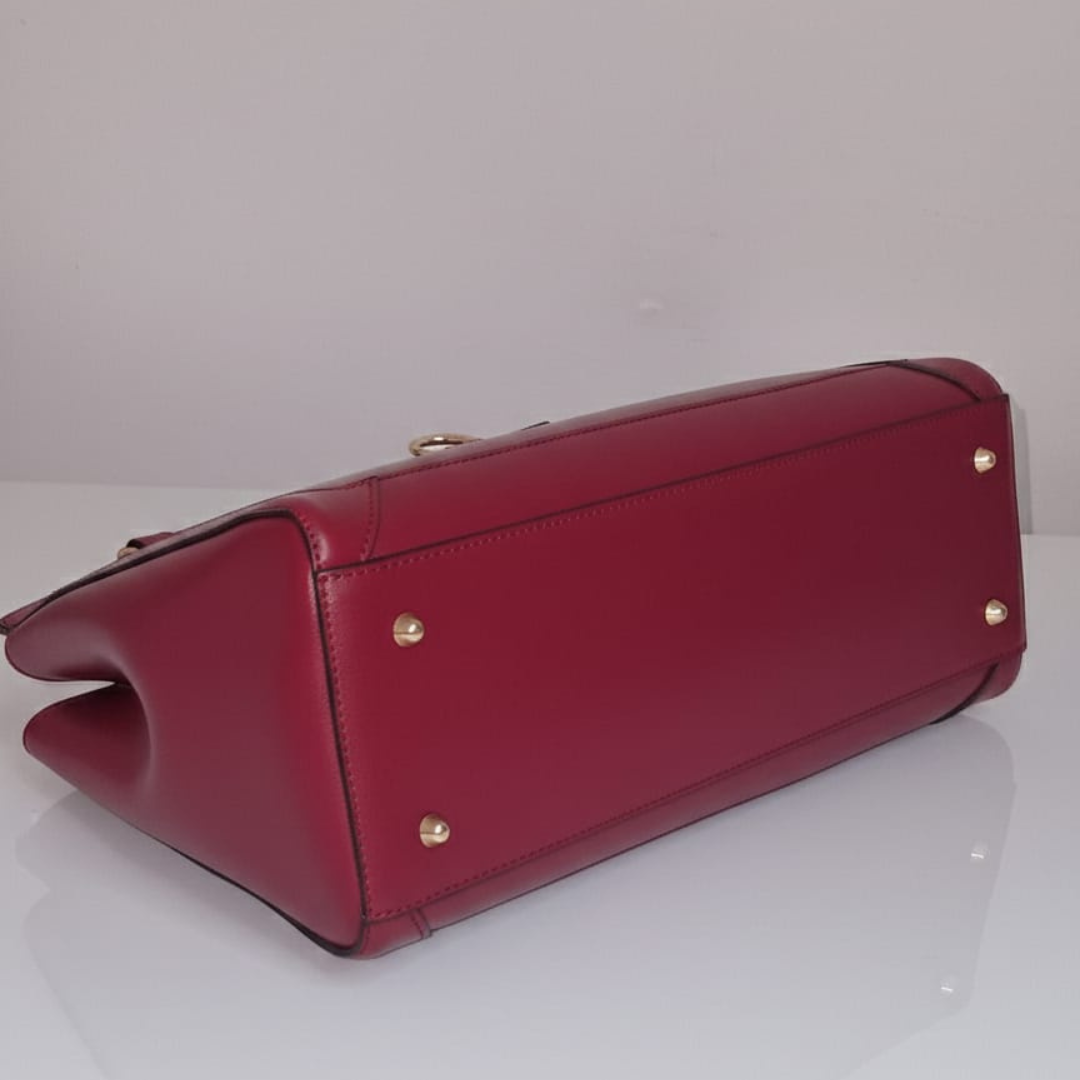 Bolso "Chloe" Piel genuina lisa Borgoña - Hecho en Italia