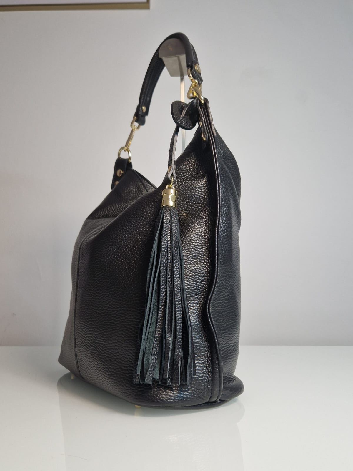 Borsa a Spalla Samanta in Vera Pelle Nera - SP Style Boutique