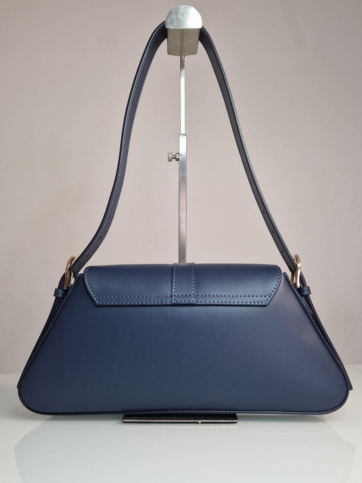 Borsa a Spalla "Monalisa" - Vera Pelle - Made in Italy -Blu Navy