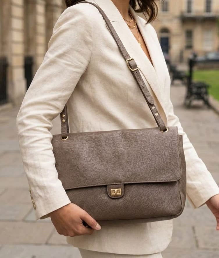 Borsa grande GRACE Vera Pelle Made in Italy - Tortora