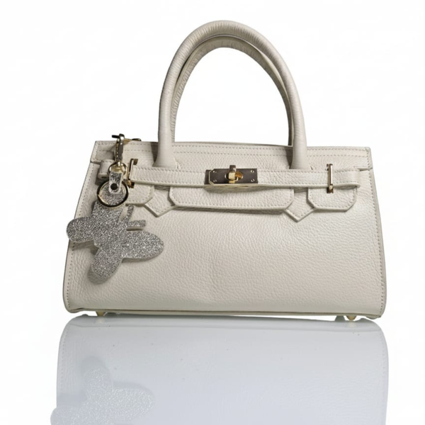 Borsa a mano e tracolla MIRA in vera pelle italiana beige — Made in Italy.