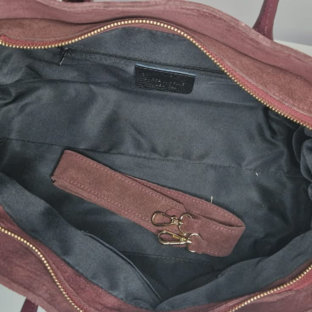 Borsa "Celine" in Camoscia  Vera Pelle - Made in Italy - Beige