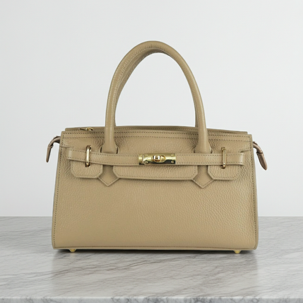 Borsa a mano e tracolla MIRA in vera pelle italiana beige — Made in Italy.