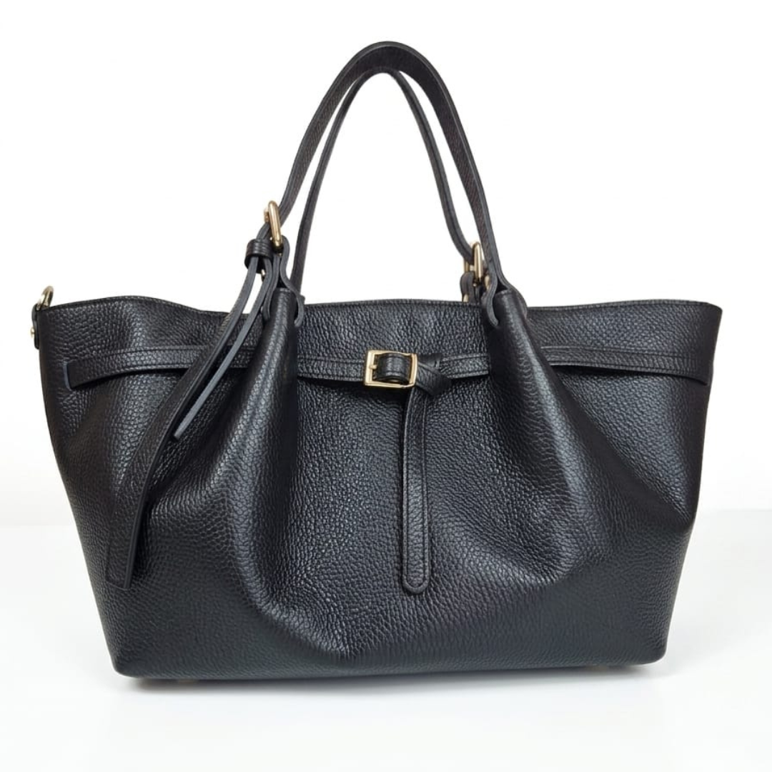 borsa tote nera vera pelle dollaro 